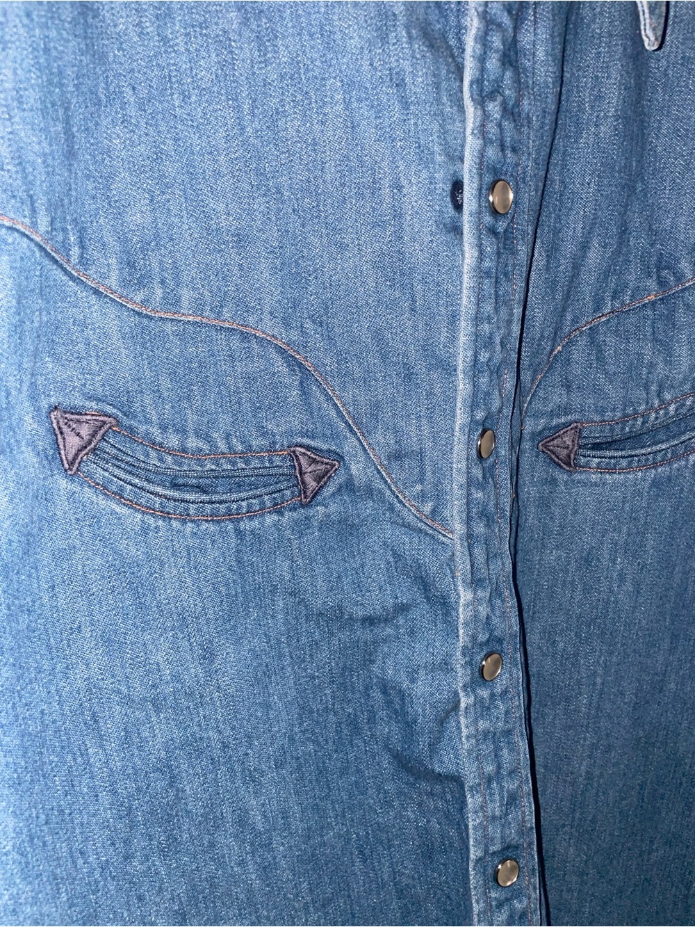 Ralph Lauren Vintage 100% Cotton Smiley Pocket Denim Snap Shirt - Picture 4 of 11